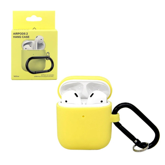 Силиконовый чехол с карабином для AirPods 1/2 Yellow