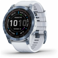 Умные часы Garmin Fenix 7 Solar титановый синий минерал с белым ремешком