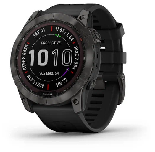 Умные часы Garmin Fenix 7X титановый черный  с силиконовым ремешком