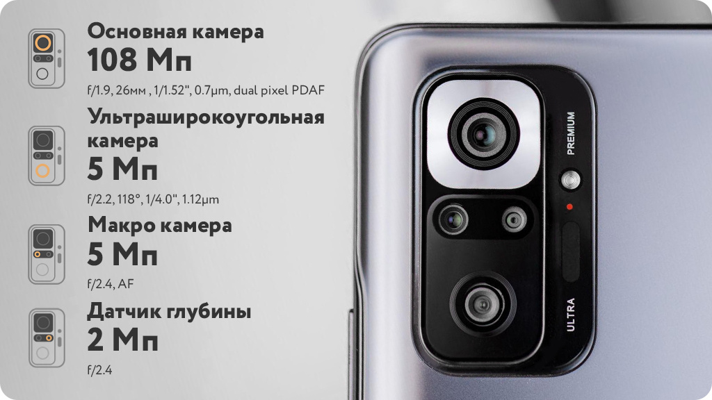 Смартфон Xiaomi Redmi Note 10 Pro 8/128Gb (NFC) Голубой РСТ